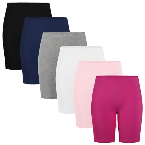 Tuliara 6 Pack Girls Shorts Bike Athletic Cartwheel Dance Long Biker Shorts for Girls Toddler Kids Summer Clothes Mixed Color A 5-6Y