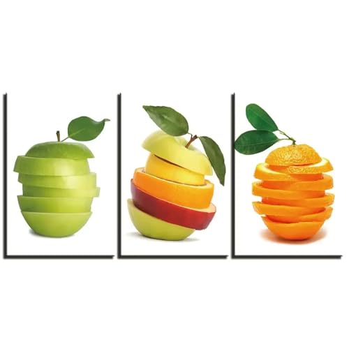 Affiches de cuisine fruits 70x90 cm TONGYINLI lot de 3 toiles murales encadrées pour salon