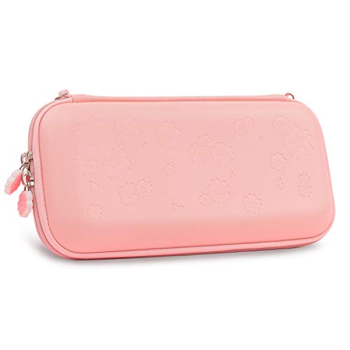 Amazing 🔥 YOCORE Sakura Carrying Case for Nintendo Switch/Switch OLED - Portable Hardshell Slim Travel Carrying Case fit Switch & Game Accessories - with 10 Game Card Slots and a Removable Wrist Strap