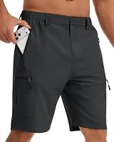 YUTYTH Mens Shorts Casual Cargo Shorts with 5 Zip Pockets Dark Grey