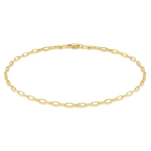 ERIN MARIE 14K Gold Anklets for Women Paperclip Ankle Bracelets for Women