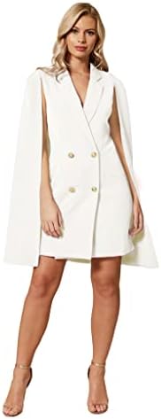 EXTRO&VERT Cape Blazer Dress for Women Gold Buttons Double Breasted Split Sleeve Casual Outfit