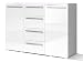 Produktbild Mirjan24 Kommode Sideboard Bergamo mit 4 Schubladen, Highboard, Anrichte, Mehrzweckschrank, Wohnzimmerschrank, Schrank, Wohnzimmer (mit RGB LED Beleuchtung, Weiß/Weiß Hochglanz)