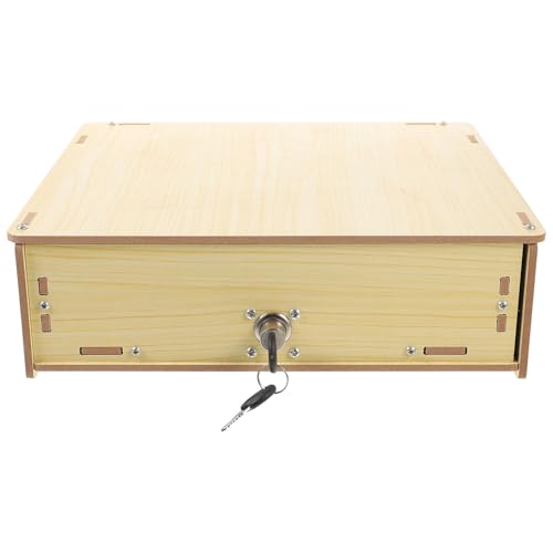 OATIPHO Vassoio Portadenaro da Tavolo in Legno Bianco Cassetto per Contanti Multiuso Vano Divisorio Organizer da Scrivania per Ufficio Scuola e Sala Riunioni