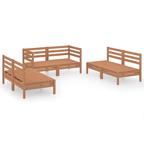 vidaXL Bois de Pin Massif Salon de Jardin 6 pcs Mobilier de Patio Mobilier de Jardin Ensemble de Meubles d'Extérieur Meubles de Terrasse Marron Miel