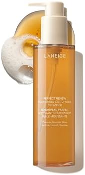 LANEIGE Perfect Renew Nourishing Oil-to-Foam Cleanser: 2-in-1 Anti-Aging Face Wash for a Radiant Glow to Remove Makeup, Sunscreen, & Impurities