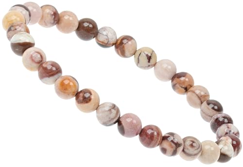 ELEDORO Echtes Cappuccino Jaspis Perlenarmband – Stretch Armband mit 6mm Edelsteinperlen – Handgefertigtes Schmuckstück