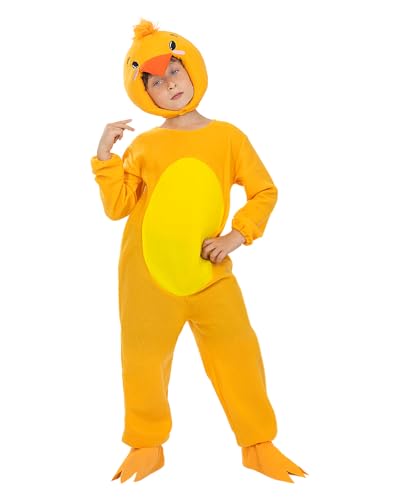🔴 Include: Costume per bambini. Tuta, copriscarpe ed elemento per la testa . Color: Giallo. Materiale 100% poliestere