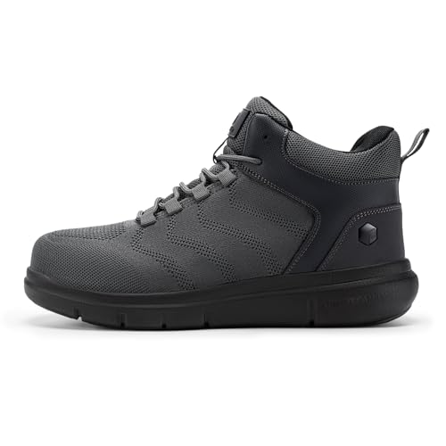 Image of FitVille Extra Wide Work Boots for Men Composite Steel Toe Safety Boots High Top Work Shoes for Men