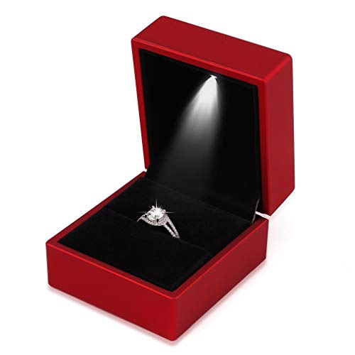 iSuperb Ring Box LED Light Proposal Engagement Ring Boxes Jewelry
