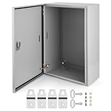 Outdoor Electrical Box, 24x16x10 Steel Junction Box, NEMA 4X Electrical Enclosure Box IP66 Waterproof & Dustproof, Universal Electrical Project Box with Lock & Mounting Plate
