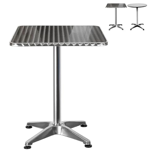 XUANYU Tables à Manger 4 Personnes, Table Bistrot Cuisine Hauteur 70/110 cm, Table Mange Debout Pliable pour Salle à Manger, Salon, Bureau (Argent, Carré)