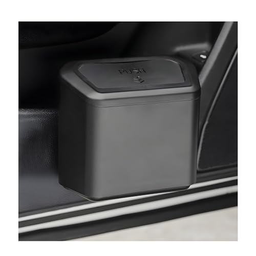 Image of Yourkar Car Trash Can with Lid, Plastic Mini Auto Hanging Dustbin with Garbage Bags, Trash Organizer with Lid Garbage Holder Container for Vehicle Office Home, Car Accessories (Black)