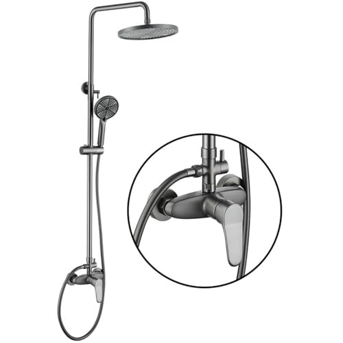 SOLLENT バスルームシャワー蛇口、シャワーロッド、バスタブ蛇口、オーバーヘッドシャワー、ミキサータップ、壁掛けシャワーヘッドセット、銅製、節水、高水圧、水圧増加、パワーシャワー、レインシャワーヘッド、 家庭用/ホテル (LD-2301FQ)