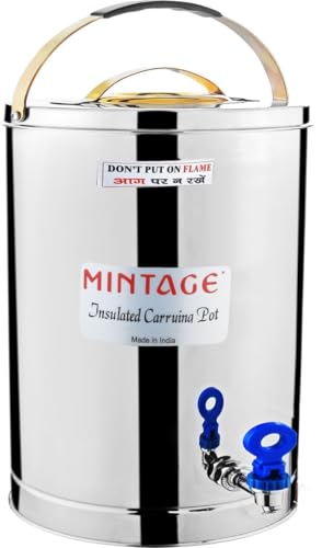 Image of Mintage Alpine Tea Container 5 Liters Stainless Steel Insulated | Leakproof Durable | Heat Retention Lightweight | Storage Solution | Beverage Preservation | Teapot Dispenser Jar | Canteen Chai Kettle