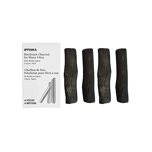 Binchotan Charcoal from Kishu Japan - Water Purifying Sticks for Great-Tasting Water 4 Sticks Each Stick Filters up to 2 Liters of Water