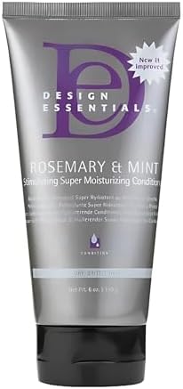 Design Essentials Rosemary & Mint Super Moisturizing Ultra Stimulating Conditioner Best for Medium to Coarse Textures-Insane Moisture for Dry Hair - 6oz.