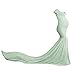 Women V Neck Maternity Off Shoulder Mermaid Chiffon Gown Elegant Slim Fitted Maxi Trailing Long Evening Dress Stretchy Pregnancy Photography Baby Shower Dress for Photo Shoot Wedding Photo Light Green