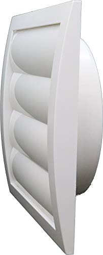 White Exhaust Hood Vent 6'' Inch / 150 mm with Shutters, Built-in Guard/Mesh Screen and Flange, Air Vent Cover with Flaps - Image 3