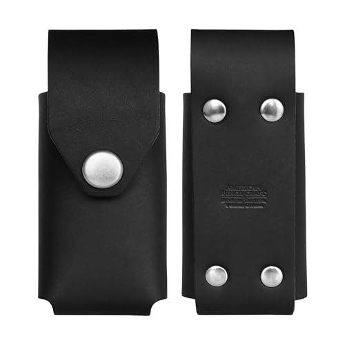 American Bench Craft Leather Multitool Sheath & Knife Case fits Gerber Diesel, Gerber MP600 and Gerber Gator Folding Knife | Riveted Leather Sheath/Holster Durable Belt Sheath with Brass Snap - Black