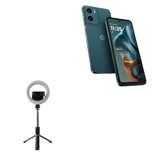 BoxWave Stand and Mount Compatible with Motorola Moto G05 - RingLight SelfiePod, Selfie Stick Extendable Arm with Ring Light - Jet Black