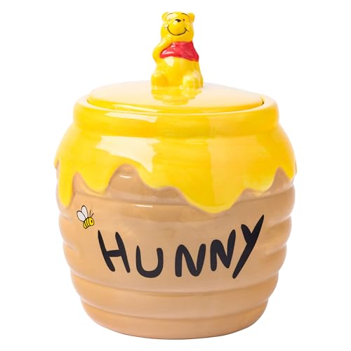 Silver Buffalo Disney Winnie the Pooh Honey "Hunny" Pot Sculpted 3D Hand Painted Ceramic Snack Cookie Jar (Small)