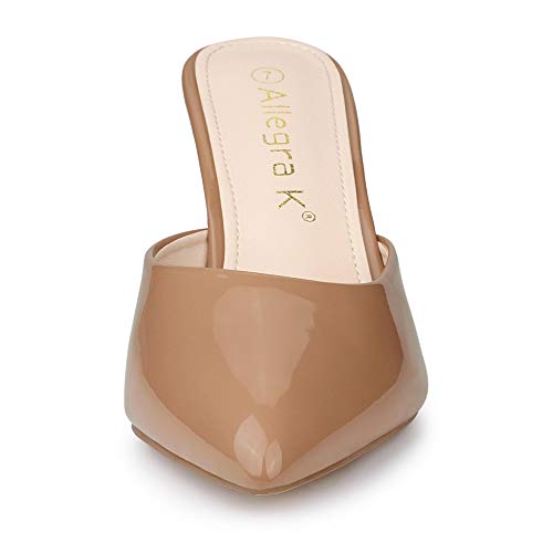 Allegra K Allegra K Women's Pointed Toe Stiletto Heels Nude Slide Mules 9.5 M US