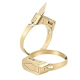 多目的リング 男性用 : 隠しステンレススチール 調節可能なオープニングリング 2025年 超薄型 折りたたみ式 可能 防水 防犯 隠しナイフ 女性用 男性用 緊急用 コスプレ アクセサリー (イエロー, 13.6*6.6*4mm)