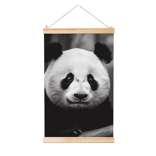 Impression sur toile panda noir et blanc 91,4x61cm cadre bois LHBWCVN