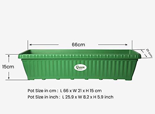 Green Live 25" Rectangular Planter Pot, Green, Pack of 3 - Image 2
