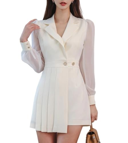 Women's Elegant Lace Sleeve Pleated Slim Dress - Bodycon Pencil