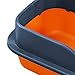 Bothyi Cat Litter Boxes for Indoor Cats with Spray and Scatter Shield Tall Cat Litter Box with Scoop Cat Litter Tray Kitty Litter Tray Low Profile, Orange Dark Blue, Large