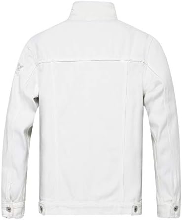 men ripped solid denim jacket