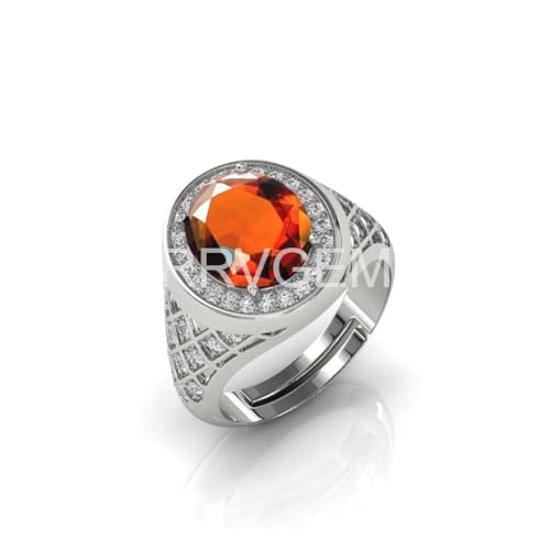Bague en onyx naturel et hessonite plaqué argent pour homme et femme