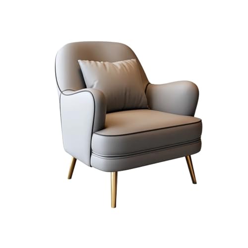 SLOQYNAPU Luxuriöser Sessel, Robustes Leder, einzelne Rückenlehne, Freizeitlounge, nordisches Zimmer(Light Grey PU Xipi)