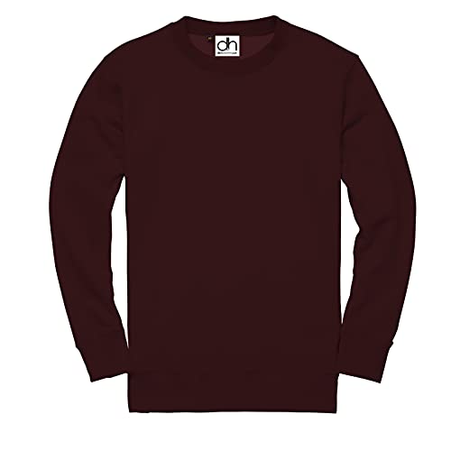 D&H CLOTHING UK premium sweatshirts enkla arbetskläder vardaglig rund hals jumper tröja sport fritid fleece, Vinröd, XL