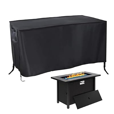 Rilime Fire Pit Cover Rectangular,45in Waterproof Firepit Covers Rectangular for Propane Fire Table,45"L x 23"W x 25"H,Black