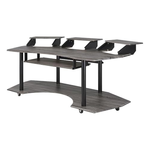 Pemberly Row Music Studio Desk 83" MDF/Steel Black Oak