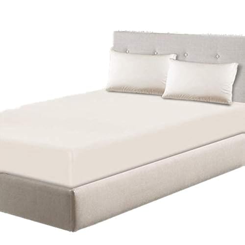 Extra Deep 30 cm Elastic Fitted Sheet Bed Sheets Bed Sheets 30cm Deep Single Double All Around Elastics(Black, Withe, Red, Blue, Purple, Cream,Grey,Dark grey) (Cream, DOUBLE (137X190 CM))