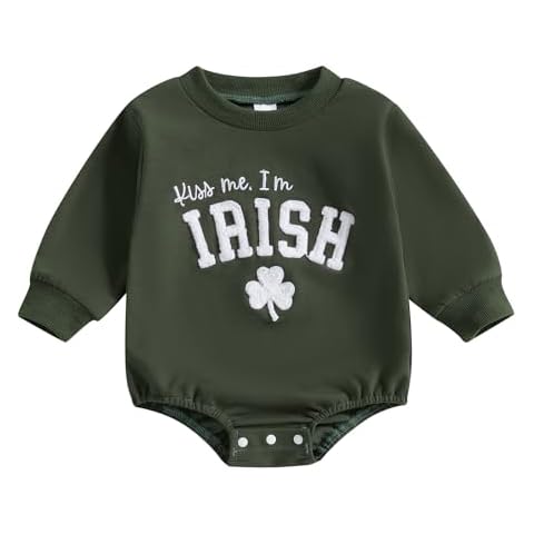 Bagilaanoe Infant Baby Boy St. Patrick’s Day Outfit Long Sleeve Romper Sweatshirt Bodysuit One Piece Clothes (Green, 0-3 Months) Cover