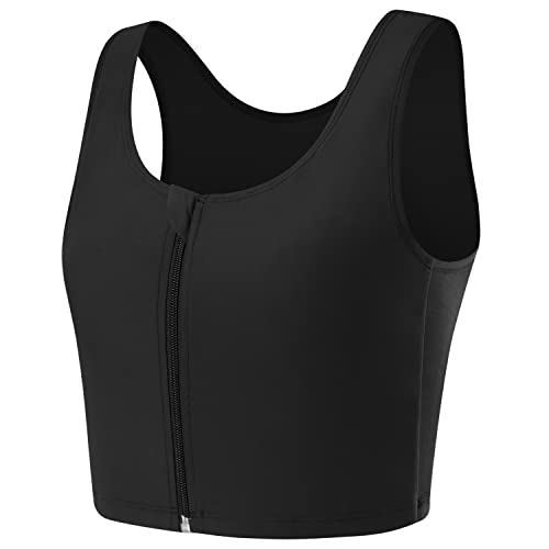 Women Transgender FTM Chest Binder Zip Up Breathable Half Binder Bra