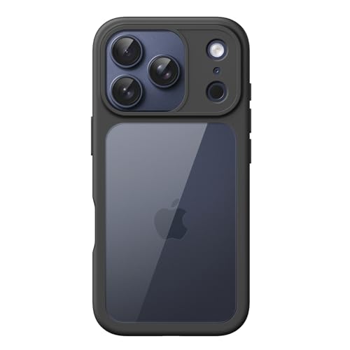 Image of JETech Case for iPhone 17 Pro 6.3-Inch, Shockproof Phone Bumper Cover, Solid Color Matte TPU Frame, Anti-Scratch Clear Back (Black)