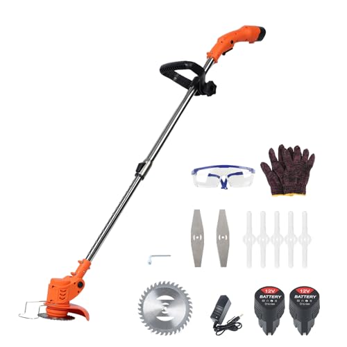 D-GROEE Cordless Weed Wacker, 2 X 2Ah Battery Powered Weed Eater, 12V Electric Weed Wacker with...