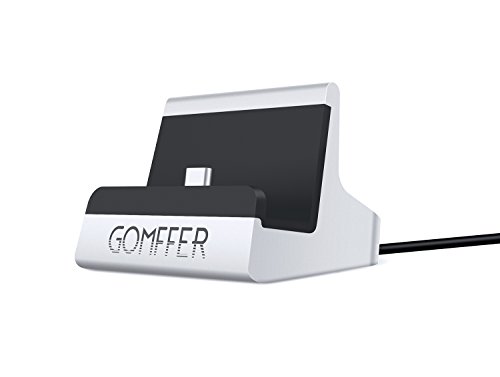 Gomffer USB Type C Charger Dock Station(Fit 2mm Phone Shell) for Samsung Galaxy S8 and Other Type-C Devices, Silver