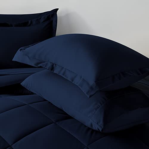 Cozylux Queen Bed In A Bag 7 Pieces Comforter Set With Comforter And Sheets Navy Blue All Season Bedding Sets With Comforter, Pillow Shams, Flat Sheet, Fitted Sheet And Pillowcases #TOP5