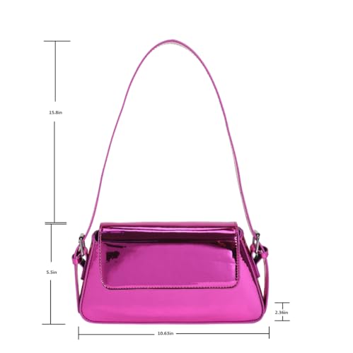 Bolsa feminina casual flip nas axilas, bolsa retrô, carteira de couro sintético com fecho de fivela,