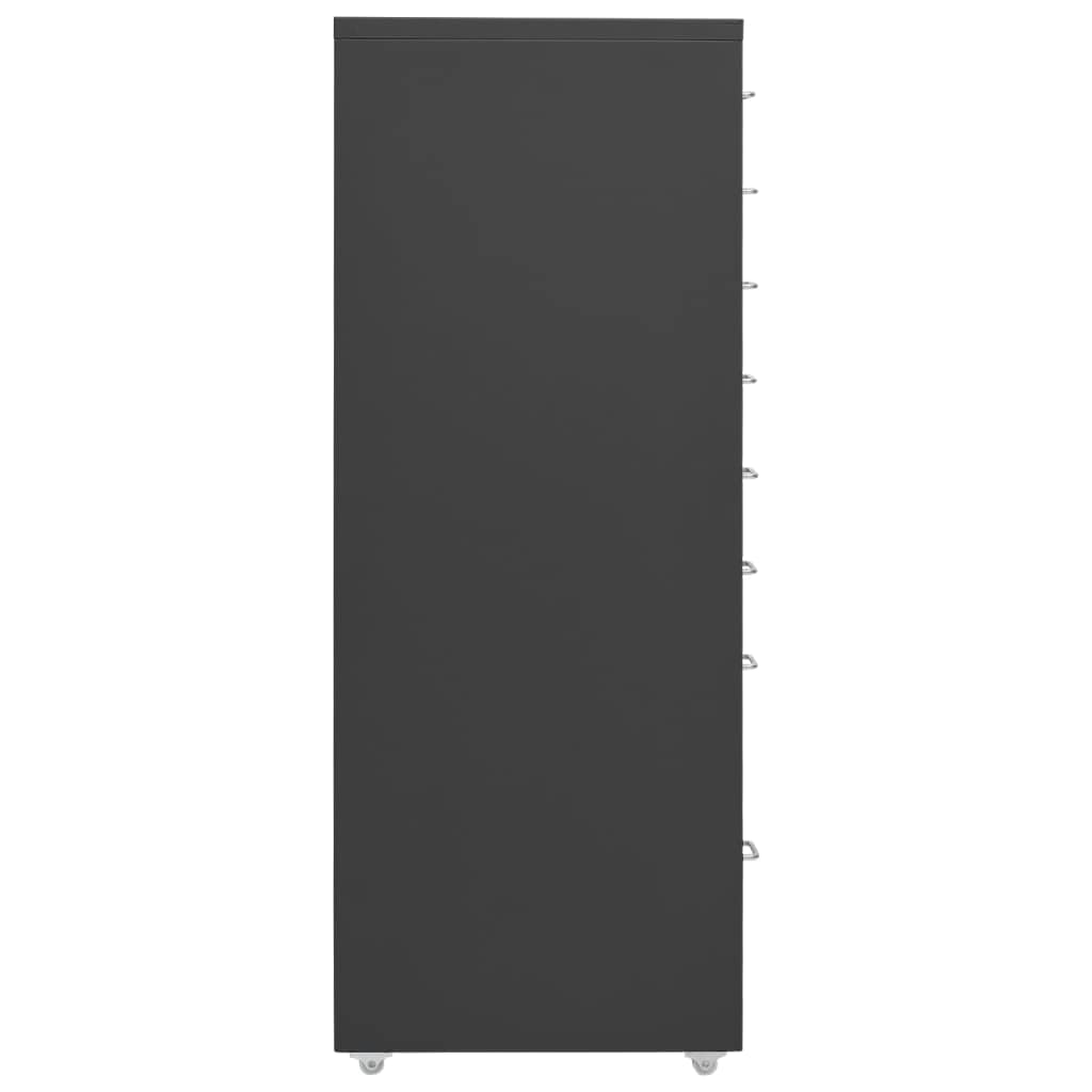 Schedario Mobile Antracite 28x41x109 cm in Metallo-Cassettiera,Mobiletto da Ufficio con Serratura,Regolabile per Cartelle Sospese,Superficie Testurizzata,per Ufficio,Studio