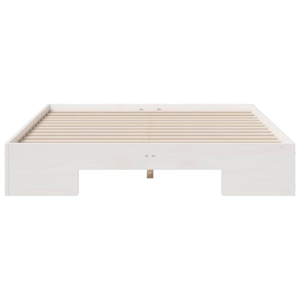 Marco de cama de madera maciza de pino blanco 135 x 190 cm con espacio de almacenamiento y plataforma estable, juego de dormitorio moderno para colchón cómodo y uso a largo plazo