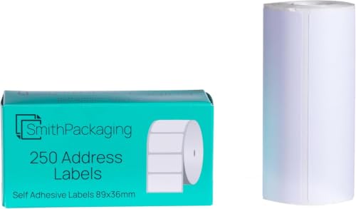 SmithPackaging Address Label Roll Self Adhesive 89 mm x 36 mm White 250 Labels Per Roll
