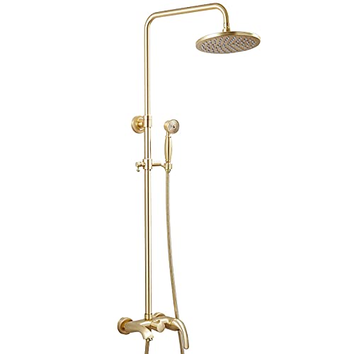 Système de douche de pluie 10 pouces avec bec de baignoire et mitigeur laiton complet